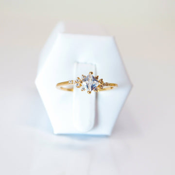 CZ Dainty Gold Proposal Ring, Statement Ring, Engagement Ring, Two Ring Set, Promise Ring For a Friend, Friendship ring.